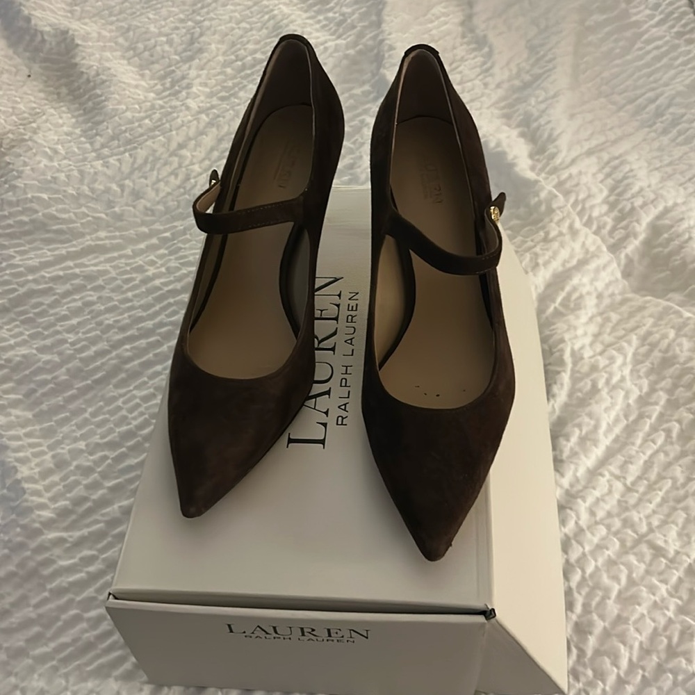 Ralph Lauren Brown Suede Heels